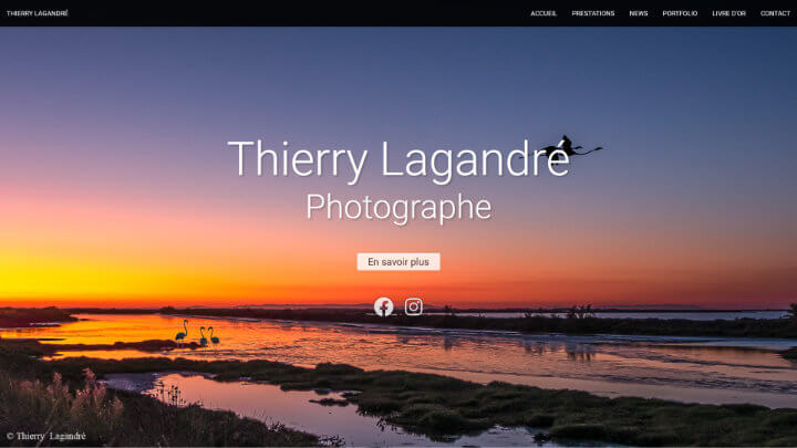 Screenshot of photographer website