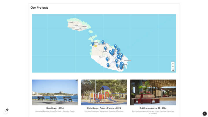 Screenshot of projects portfolio